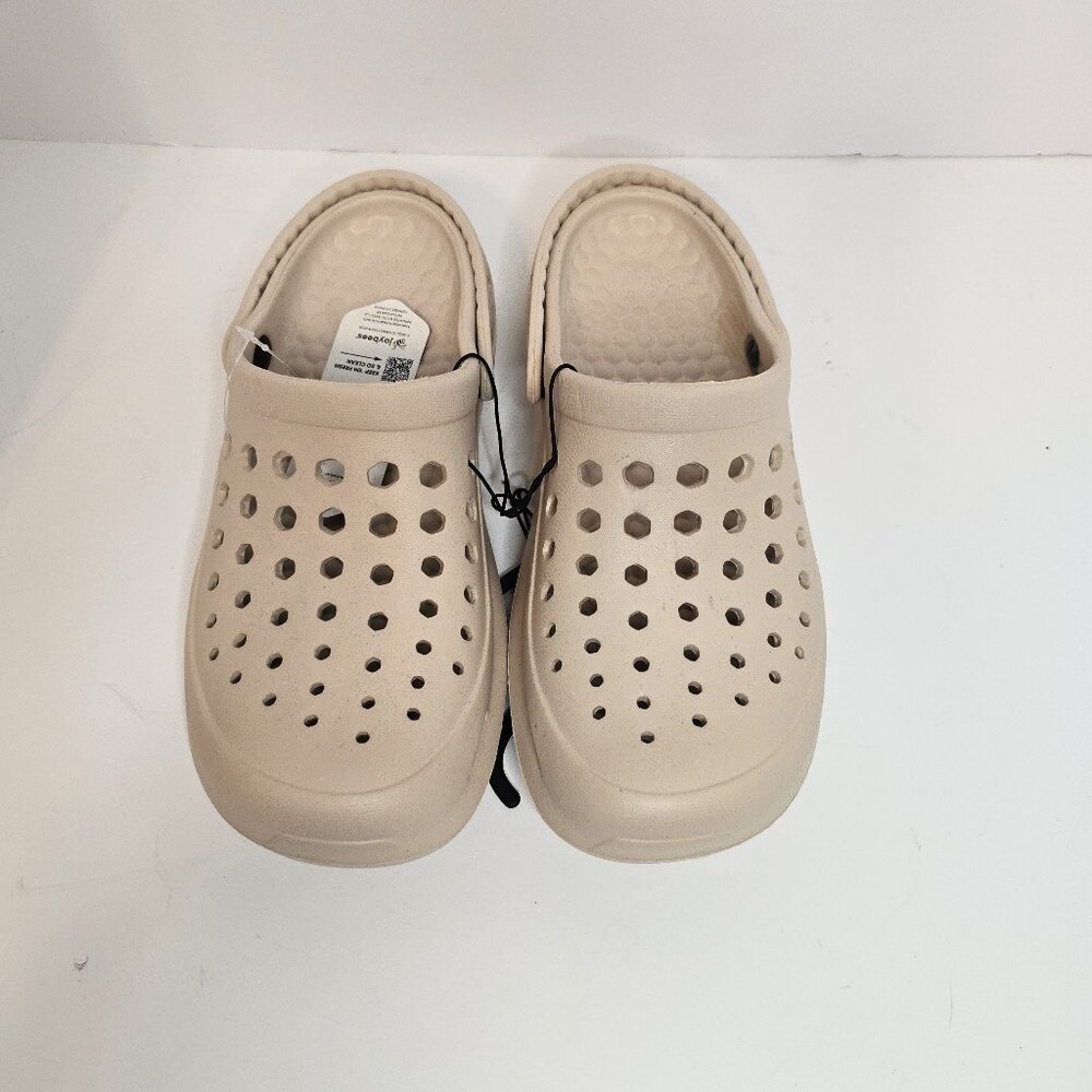 New Joybees Clogs Tan Frappe Women Size 9 Rubber Shoes Slingback Slip-On Beehive